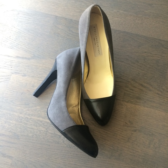 Stella McCartney | Grey suede/black cap toe pumps - Picture 1 of 8